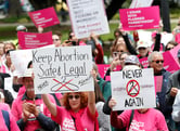 People rally in support of abortion rights in Sacramento, Calif.