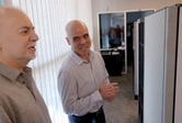 Robert Telles, on the right, engages in conversation with Las Vegas Review-Journal reporter Jeff German in his office, dated May 11, 2022.