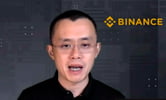 Changpeng Zhao answers a question during a Zoom meeting interview.