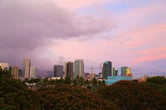 High-rise buildings at dusk.
