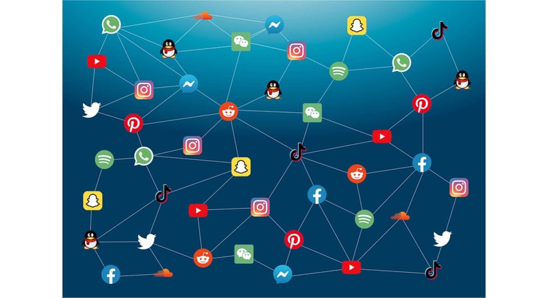 social media avatars in a web pattern