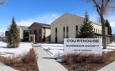 A courthouse in winter.