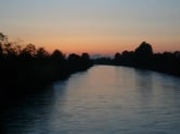 A river at dusk.