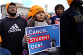 student loan protester