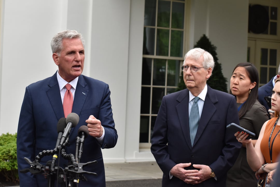 Kevin McCarthy and Mitch McConnell speak.