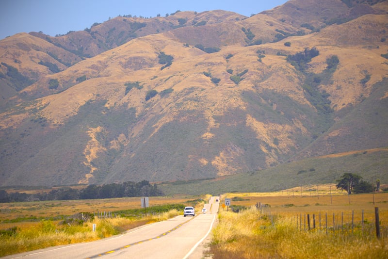 Travelers can see the Santa Lucia Range from Highway 1 in San Simeon.