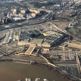 An aerial view of the Pentagon and surrounding roads.