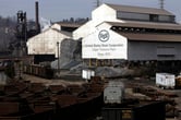 Containers and trucks at U.S. Steel's Edgar Thomson Plant