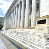 Federal courthouse with white marble roman columns