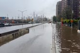 Photo shows severe flooding on the FDR highway in New York City