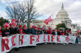 Anti-abortion activists walk past the U.S. Capitol during a March for Life rally.
