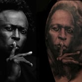 Miles Davis photo and tattoo