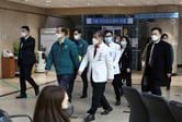 Doctors and officials in a South Korean hospital.