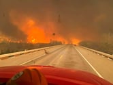 Texas Wildfire surrounding highway