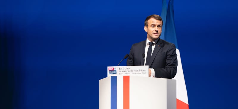 Macron on the podium