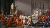 A painting of the death of Julius Caesar.
