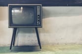 An old black-and-white TV.