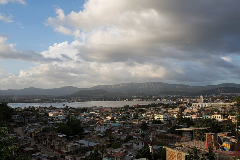 Santiago de Cuba with mountains in the background.