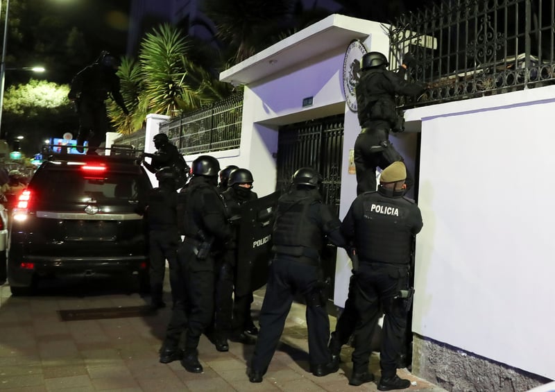 Ecuadorian police break into Mexico's embassy