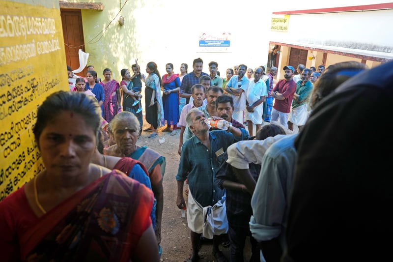 People line up to vote in India.
