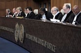 Judges sit at the International Court of Jusice.