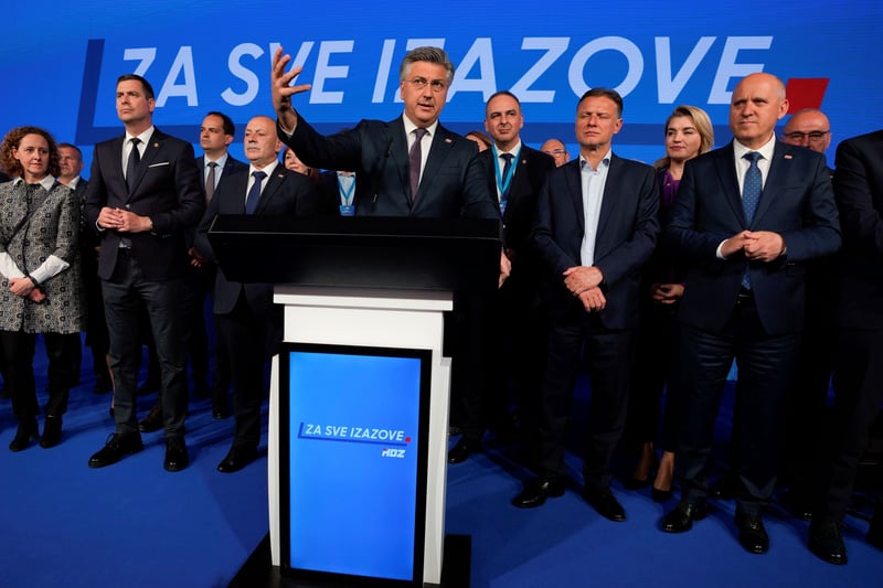 Prime Minister incumbent Andrej Plenkovic of Croatia at a news conference.