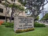 Sign in front of federal courthouse on Oahu