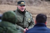Alexander Lukashenko speaks to military personnel.