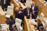 Georgian lawmakers tussle during debate.