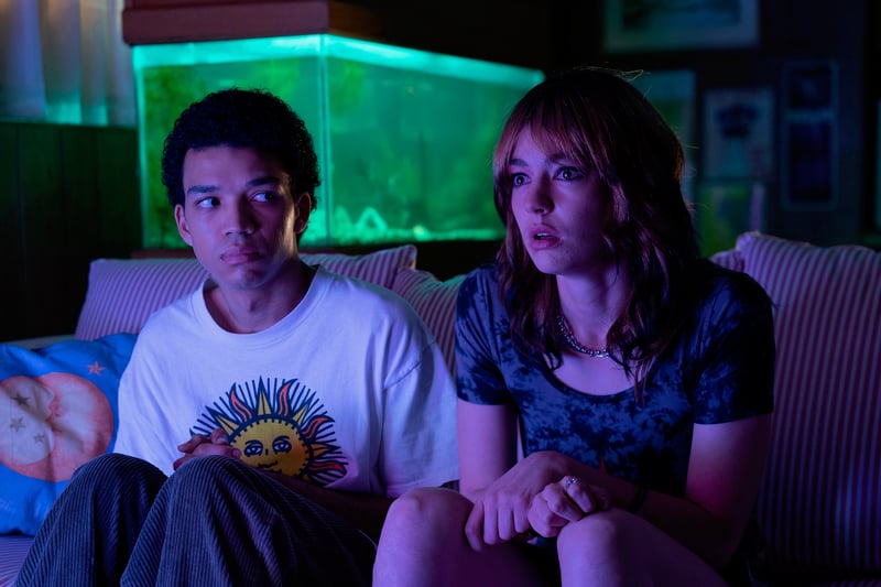 Justice Smith and Brigette Lundy-Paine in a scene from "I Saw the TV Glow."