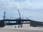 SpaceX entrance in Boca Chica with crane in the background