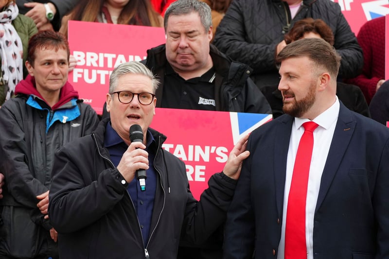 Keir Starmer and Chris Webb at a Labour rally in the U.K.
