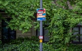 A campaign poster for the AfD on a pole.