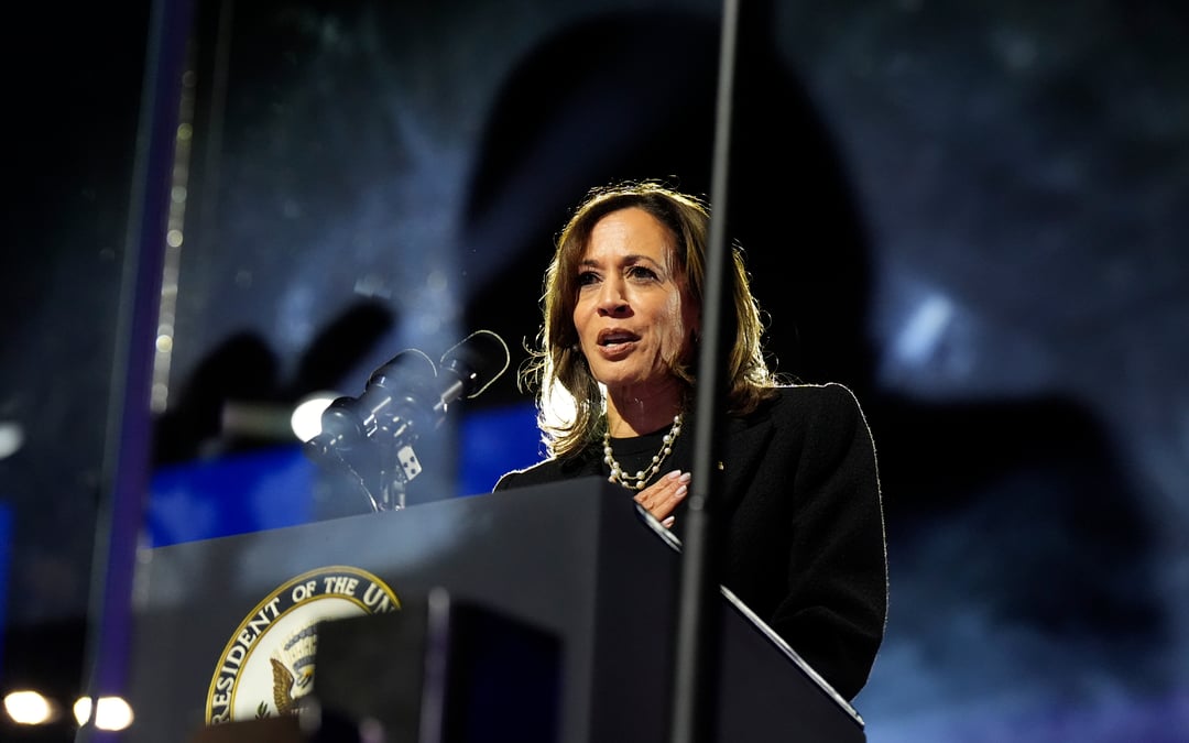 Kamala Harris attacks Trump in first speech since loss