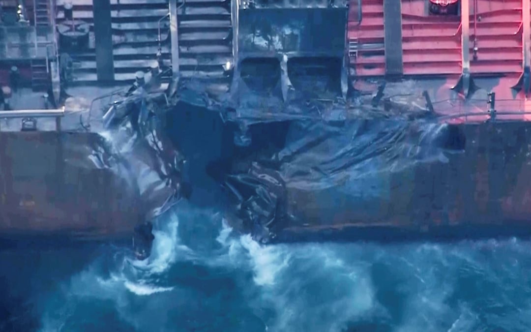 Ships blaze after North Sea crash, government rules out foul play