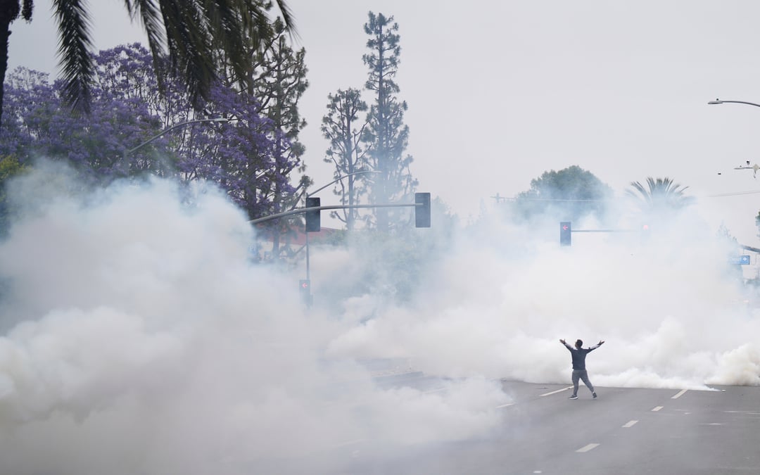 Protesters and immigration authorities face off for a second day in LA area after arrests