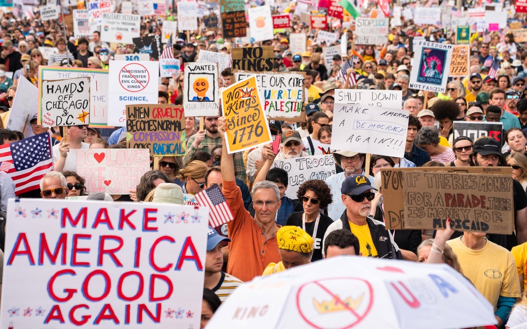 ‘No Kings’ protests against Trump bring a street party vibe to cities nationwide