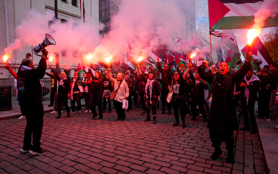Pro-Palestinian protesters march to stadium before Norway’s 5-0 World Cup qualifying win over Israel