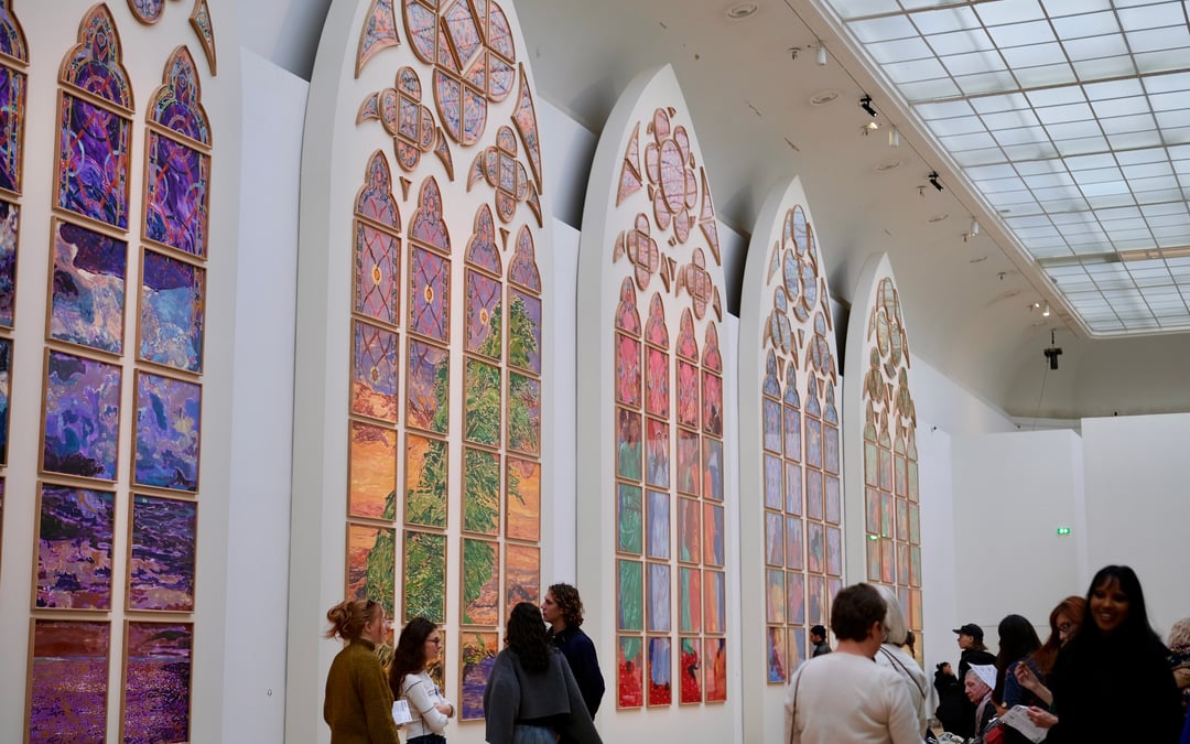 Hot pink stained glass in Notre Dame? Maybe it’s all part of tradition