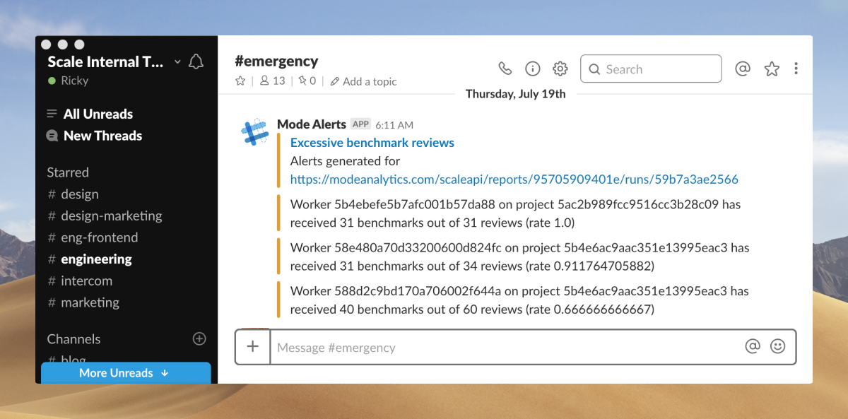 Slack Dashboard