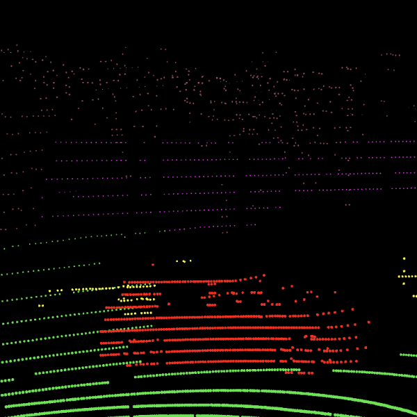 Trucks with open backs seen through LiDAR