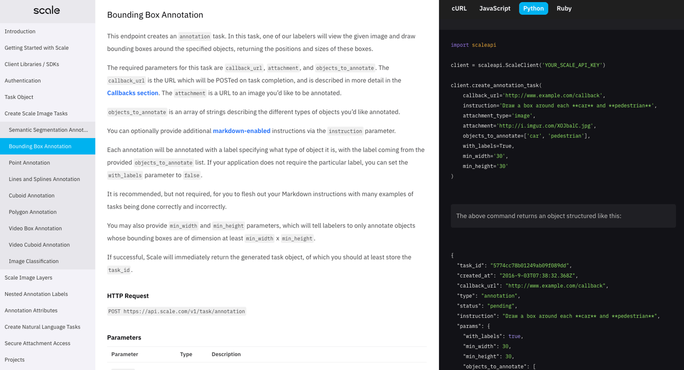 Scale AI's Original API Documentation