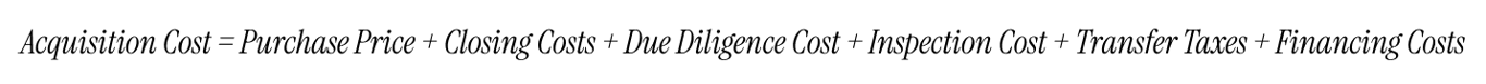 Acquisition cost formula