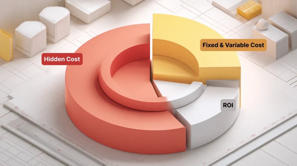 ROI pie chart with hidden cost