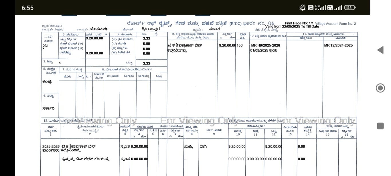 Agricultural Land for Sale – 9.5 Acres, Road Attached, Avalipalya (Malnad Region, Karnataka) thumbnail 2