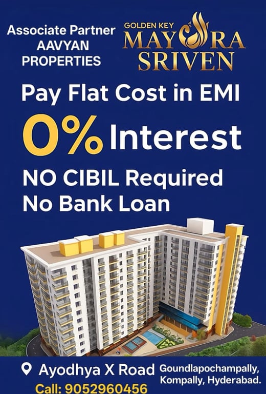 2&3Bhk Flats for sale @ Kompally Ayodhya X road. without Bank loan & no CIBIL required Pay30% dp tc* thumbnail 2