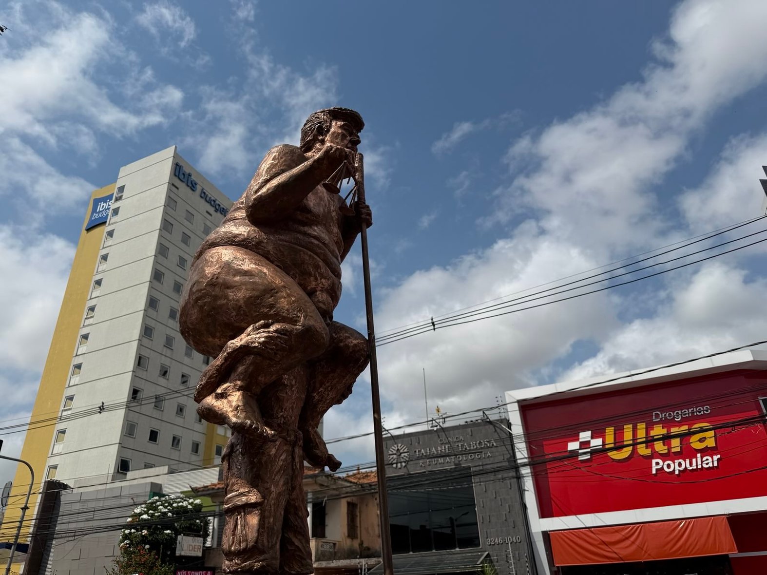 Statue of Donald Trump riding atop another human seen during the Great People's March in Belém, Brazil during COP30 on 15 November 2025 (Credit: Lindsay Crowder).