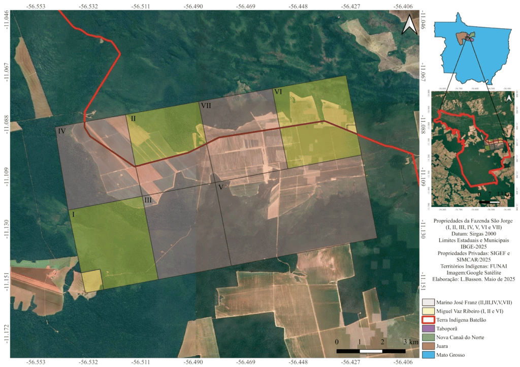 FS Bioenergia partners have farms overlapping the Batelão Indigenous Territory in the Amazon region of Mato Grosso. The case is currently under federal court review. (Image: Lidielze Basson)