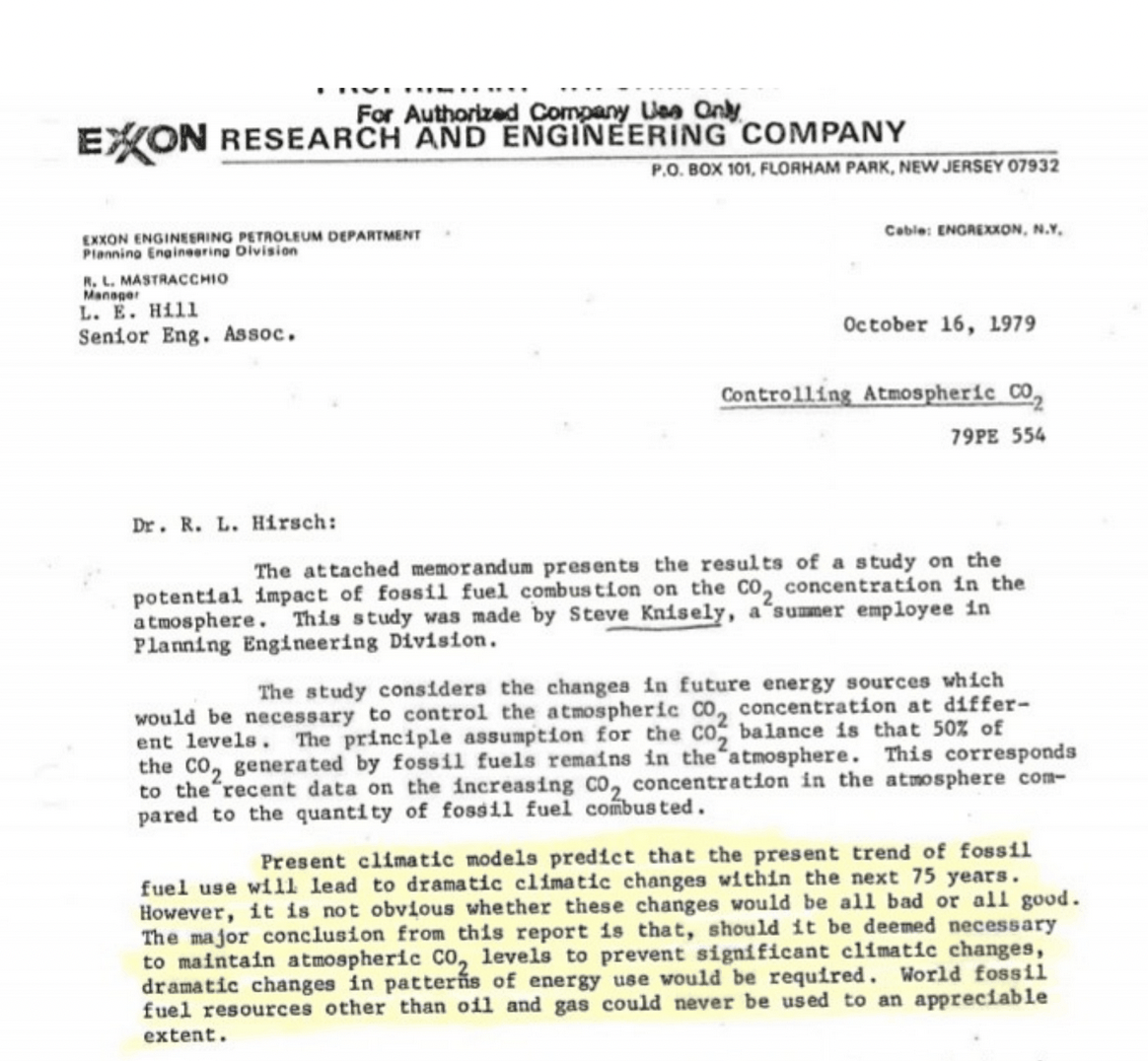 1979 Exxon Memo About Controlling Atmospheric Carbon Dioxide