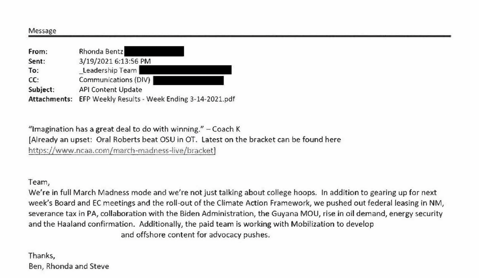 API Documents from 2022 House Oversight Investigation